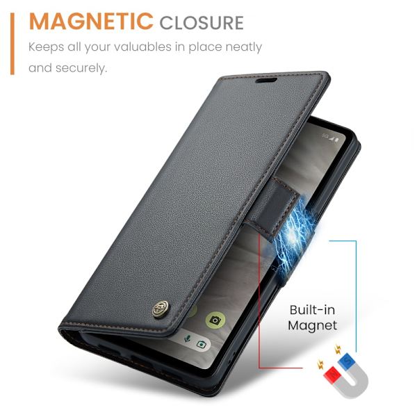 CaseMe Slim Pungetui RFID-beskyttelse Google Pixel 7a Sort