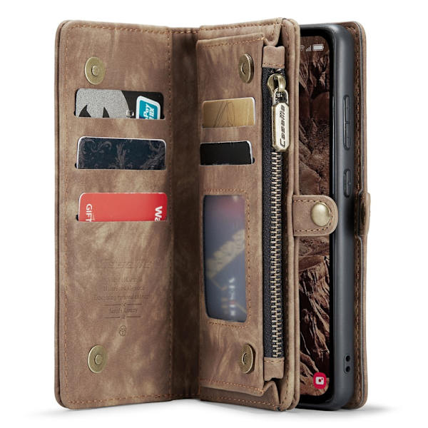 CaseMe Multi-Slot 2 i 1 Plånboksfodral Samsung Galaxy A55 Ruskea
