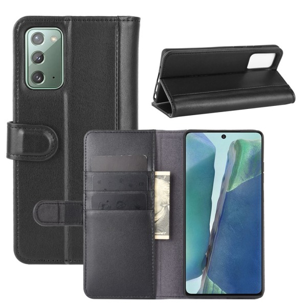 Ægte lædercover Galaxy Note 20 sort