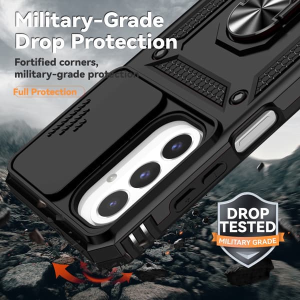 Hybrid Cover Samsung Galaxy A26 Ring + Kamerabeskyttelse Sort