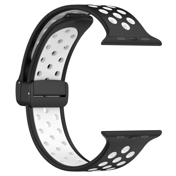 Silikonarmband Sport Apple Watch 45mm Series 9 Svart/Vit