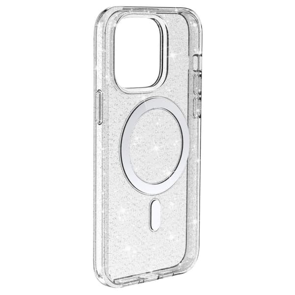 Kimalteleva MagSafe-kuori iPhone 14 Prolle, läpinäkyvä