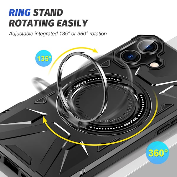 Hybridkuori iPhone 16 MagSafe Ring Musta