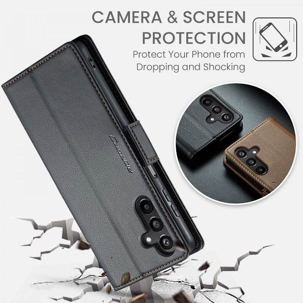 CaseMe Slim Pungetui RFID-beskyttelse Samsung Galaxy A15 Sort
