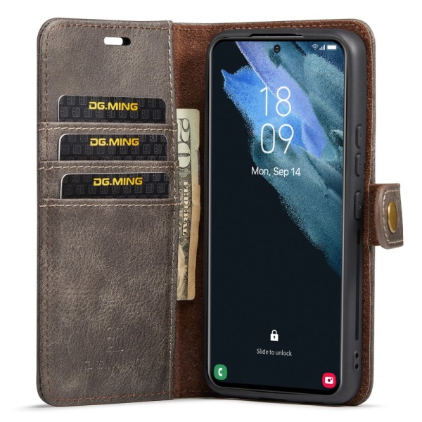 DG.MING 2-in-1 Magnet Wallet Samsung Galaxy S24 Plus Brown