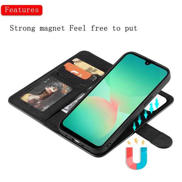 Läder Magnetfodral Samsung Galaxy A17 Svart