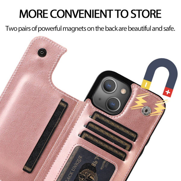 iPhone 13 -kotelo lompakolla, ruusukulta