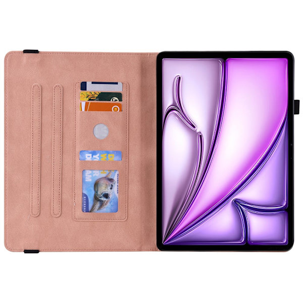 Perhoskuvioinen nahkakotelo iPad Air 11 6. sukupolvelle (2024) - Vaaleanpunainen