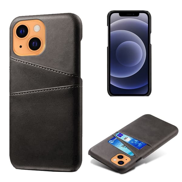 Nahkakuori korttipaikoilla iPhone 13 Mini Musta
