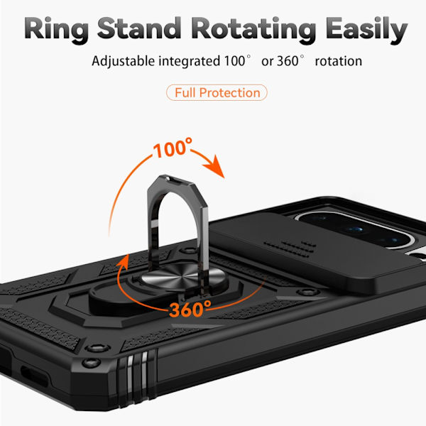 Hybridskal Google Pixel 8 Pro Ring + Kamerabeskyttelse Sort