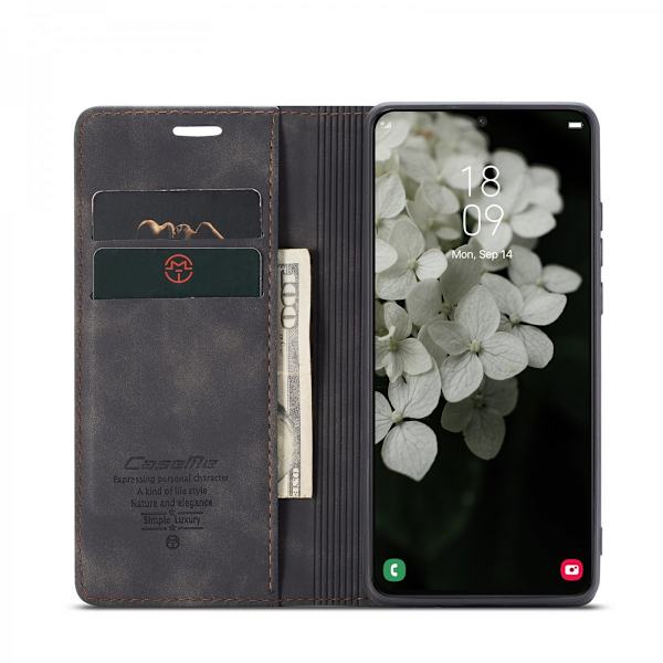 CaseMe Slim Lompakkokotelo Samsung Galaxy S22 Plus Musta