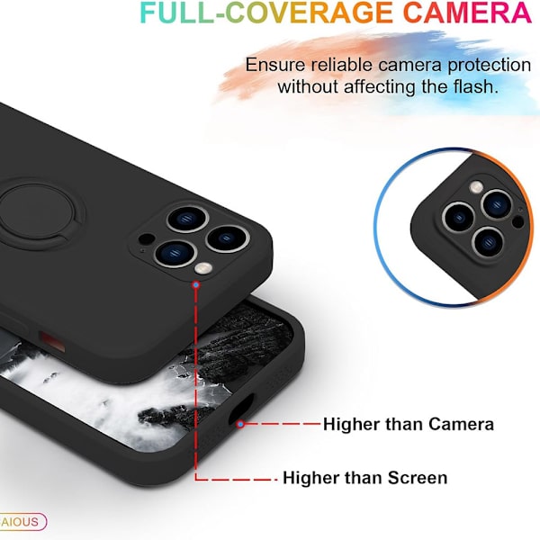 iPhone 16 Pro Skal Med Ringhållare Svart