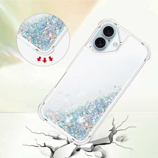 Glitter Bling TPU Case iPhone 16 Plus Silver
