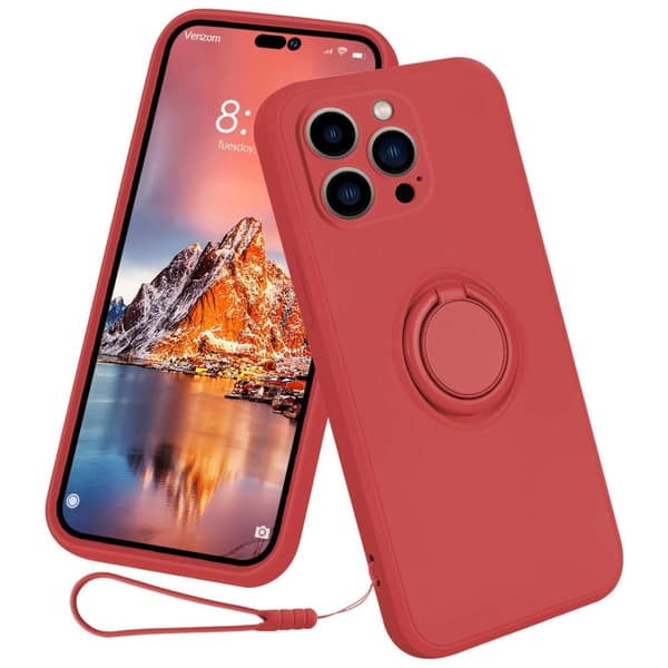 iPhone 15 Pro Skal Med Ringholder Rød