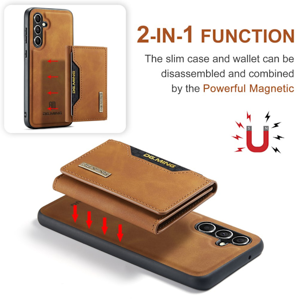 DG.MING 2 i 1 Magnetisk Kortlomme Etui Samsung Galaxy S25 Cognac