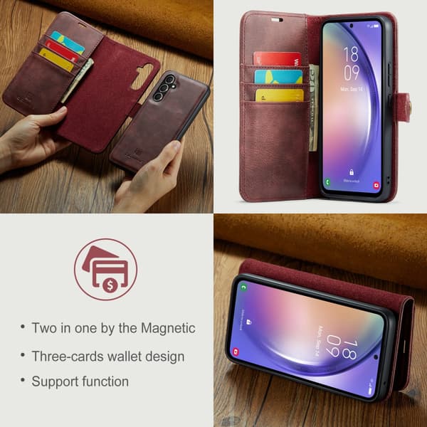 DG.MING 2-i-1 Magnetiskt Plånboksfodral Samsung Galaxy A54 Röd