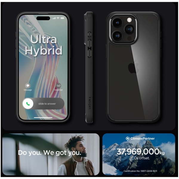 Spigen iPhone 15 Pro -kuori Ultra Hybrid Matte Black