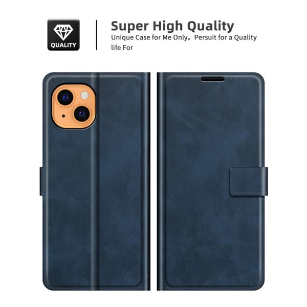 iPhone 13 nahkainen lompakkokotelo sininen