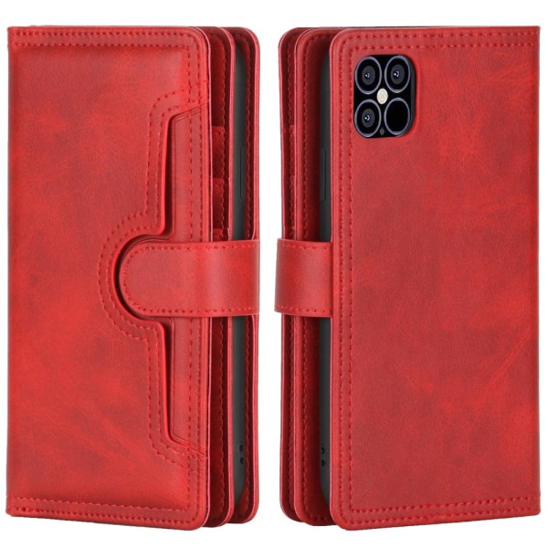 Læder pung etui Multi-Slot iPhone 13 Rød