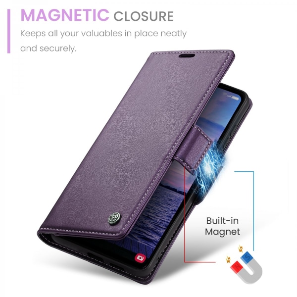 CaseMe Slim Plånboksfodral RFID-skydd Samsung Galaxy S23 FE Lila