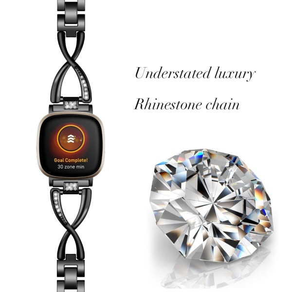 Rhinestone Kristallarmband Fitbit Versa 3/Sense Svart