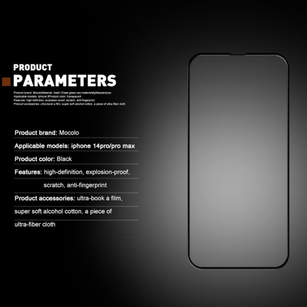 Mocolo Heltäckende Hærdet Glas Skærmbeskytter iPhone 14 Pro Max Sort