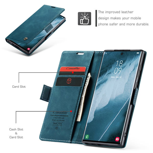 CaseMe Slim Lompakkokotelo Samsung Galaxy S24 Ultra Sininen