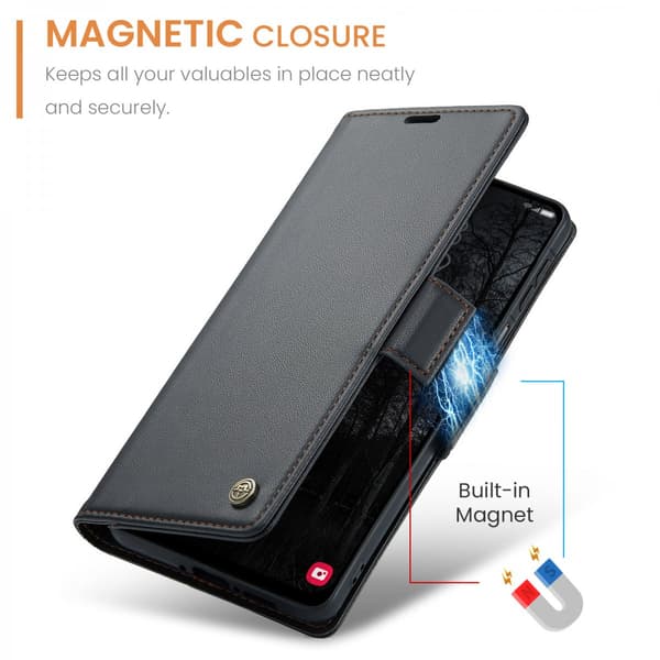 CaseMe Slim Plånboksfodral RFID-skydd Samsung Galaxy A17 Svart