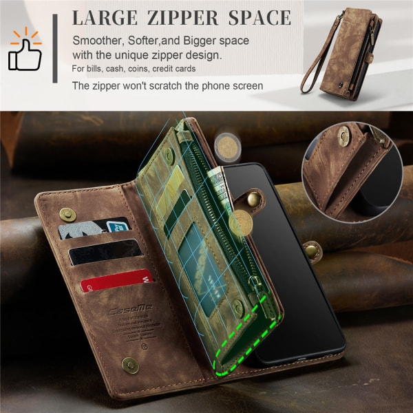 CaseMe Multi-Slot 2 i 1 Wallet Case iPhone 15 Pro Brun