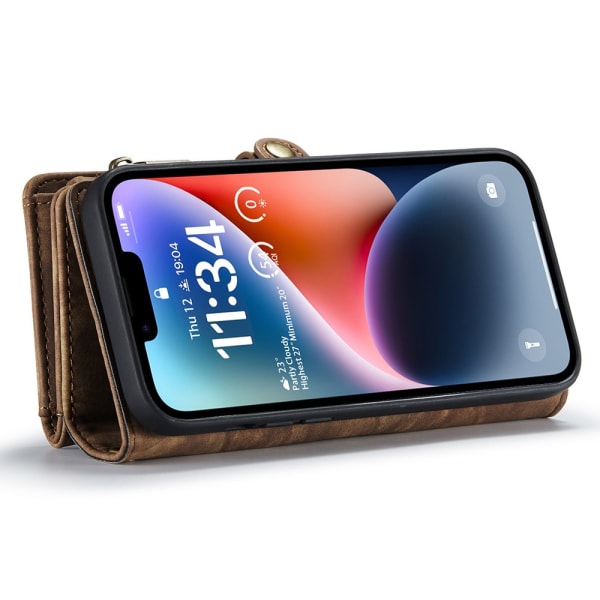 CaseMe Multi-Slot 2 i 1 Plånboksfodral iPhone 15 Pro Max Brun