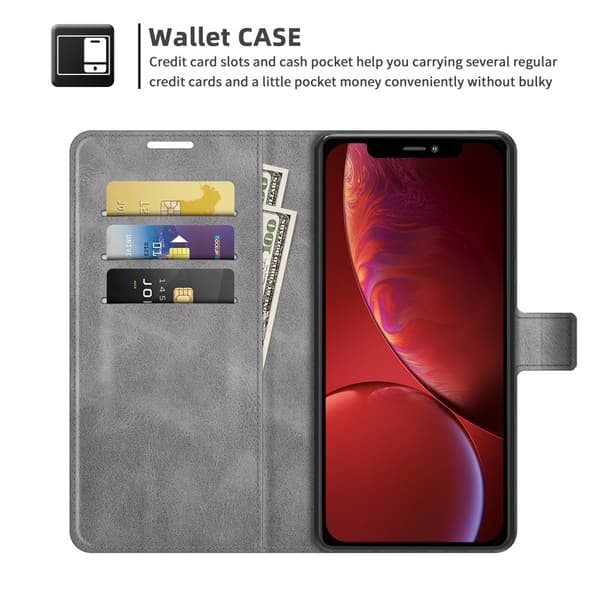 iPhone 13 nahkainen lompakkokotelo, harmaa