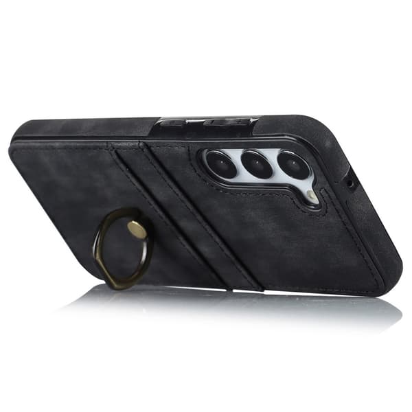 Samsung Galaxy S24 Etui Med Kortlomme Og Ringholder Sort