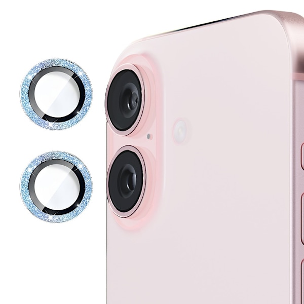 Hat Prince Glitter Linsebeskyttelse iPhone 16 Plus Blå