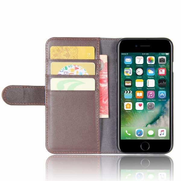 Ægte læder etui iPhone 7/8/SE Brun