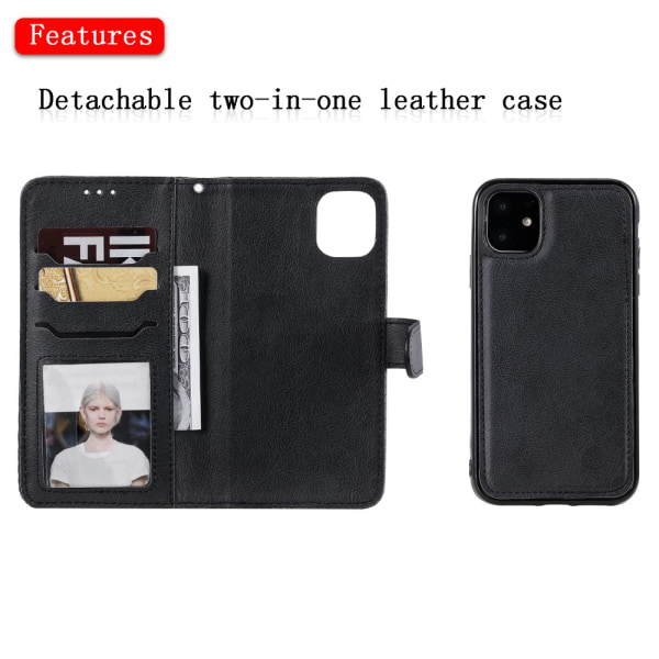 Magnetisk læderpung iPhone 11 Sort