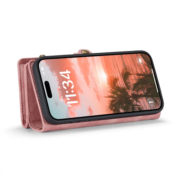 CaseMe Multi-Slot 2 i 1 Plånboksfodral iPhone 16 Rosa
