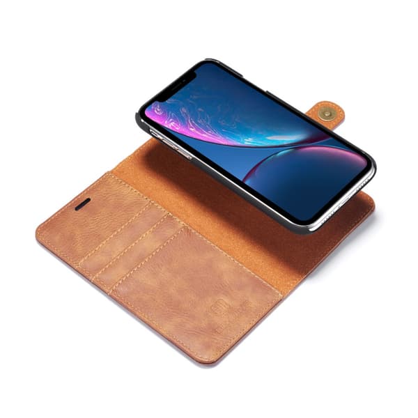DG.MING 2-in-1 Magnet Plånbok iPhone XR Cognac