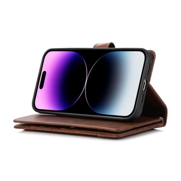 Plånboksfodral Multi-Slot iPhone 15 Pro Brun