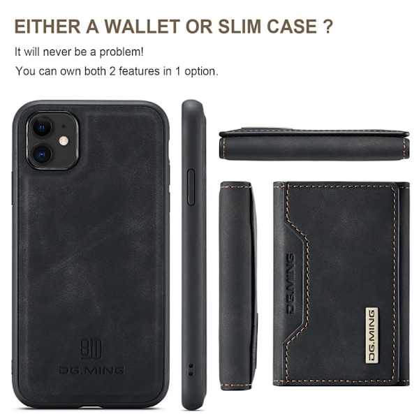DG.MING 2 i 1 Magnetisk Kortlomme Etui iPhone 11 Sort
