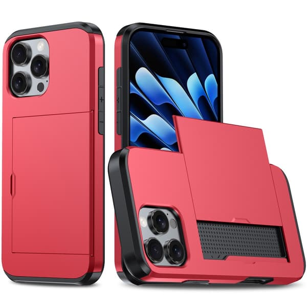 Skal Kortfack iPhone 16 Pro Röd