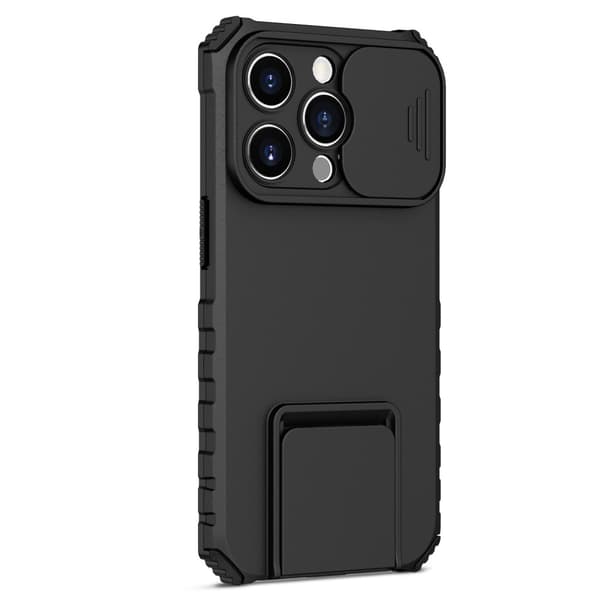 Kickstand Skal iPhone 14 Pro Kameraskydd Svart