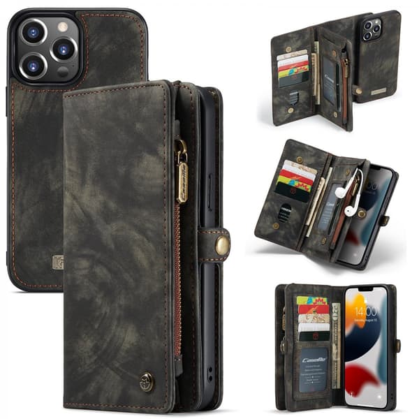 CaseMe Multi-Slot 2 i 1 Pungetui iPhone 13 Pro Max Grå