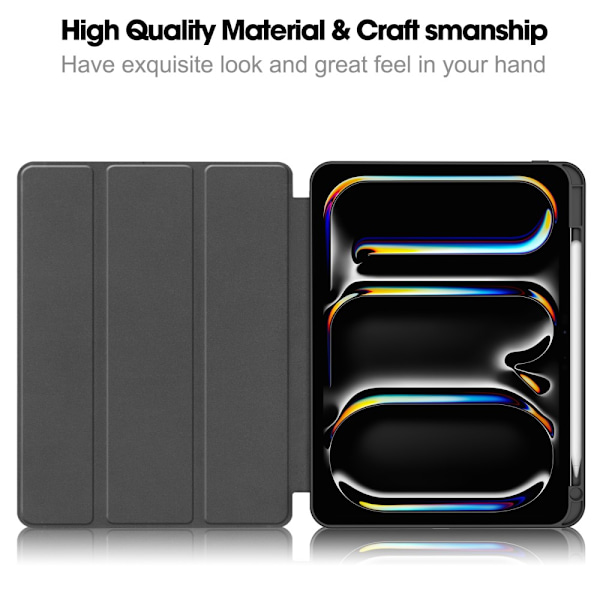 iPad Pro 11 5th Gen (2024) Fodral Tri-Fold Med Pencil-hållare Sv