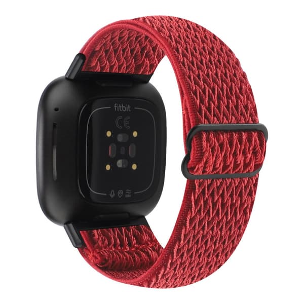 Fitbit Versa 4/Sense 2 punottu punainen nylonranneke