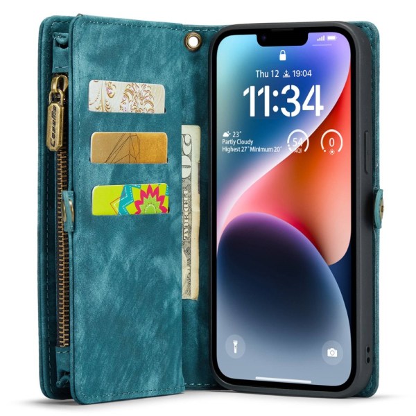 CaseMe Multi-Slot 2 i 1 Plånboksfodral iPhone 14 Sininen