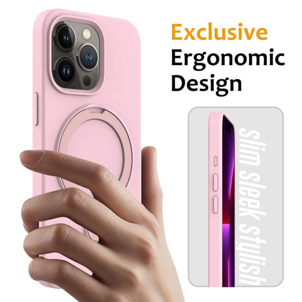 Silikonikuori Kickstand MagSafe iPhone 16 Pro Max Rosa