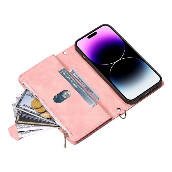 iPhone 16 Plånboksväska Vadderad Rosa