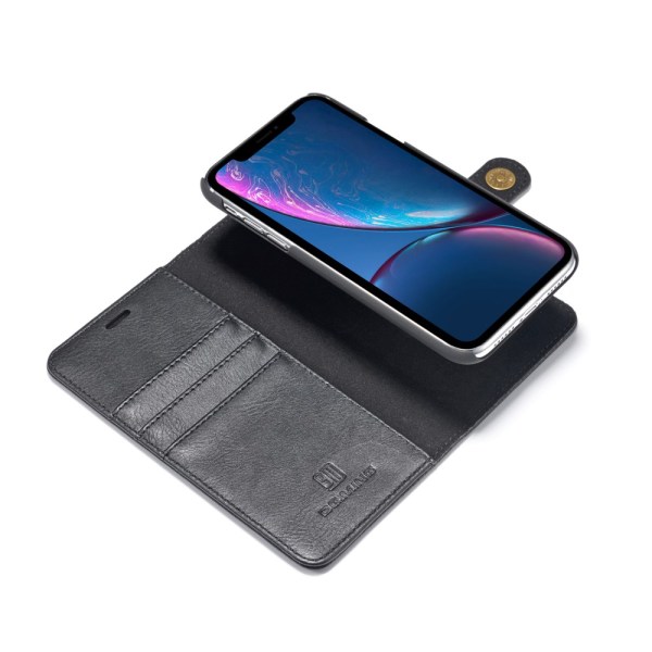 DG.MING 2-in-1 magneettilompakko iPhone XR musta
