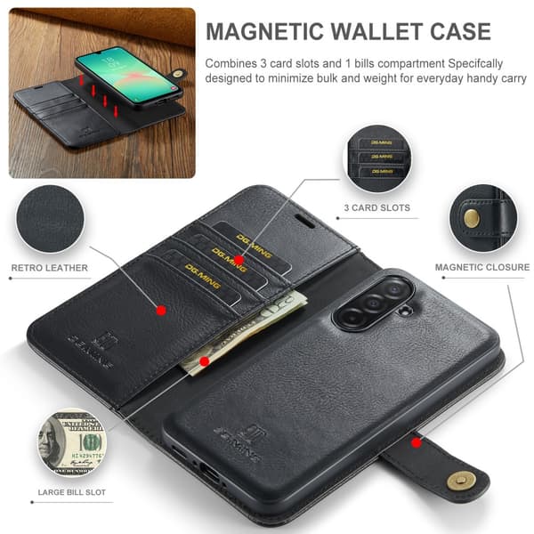 DG.MING 2-in-1 Magnet Wallet Samsung Galaxy A26 Black