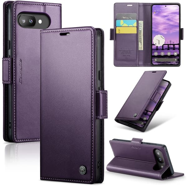 CaseMe Slim Plånboksfodral RFID-skydd Google Pixel 9a Lila